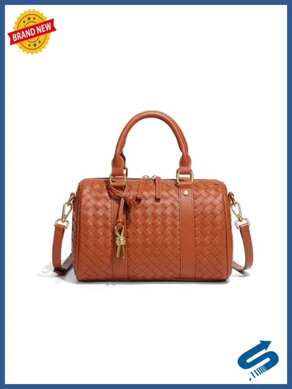 Woven Leather Top Handle Handbag Satchel Shoulderbag Tote Crossbody